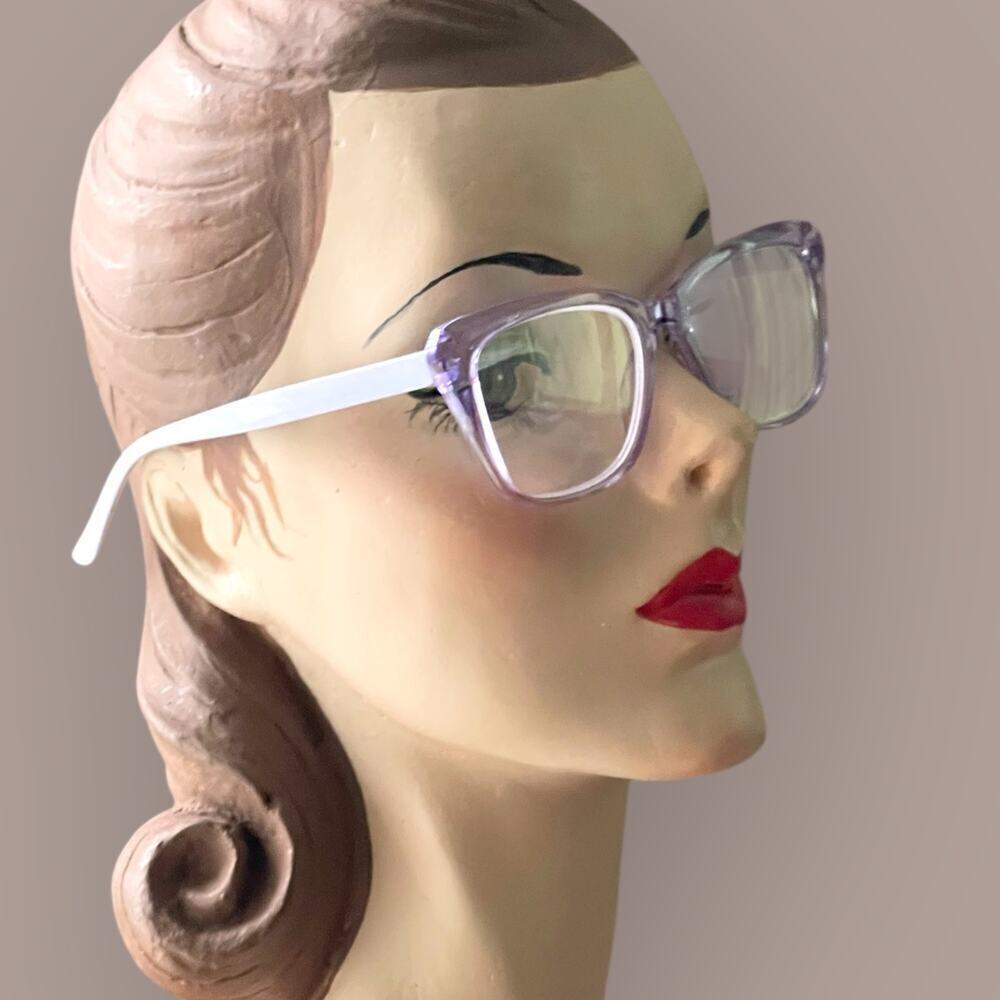 Betsey Johnson +2.00 Purple Reading Glasses Readers Rounded Square Preppy Retro - Picture 4 of 4